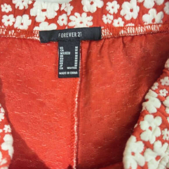 Floral Red & White Bootcut Pants By Forever 21 Size Medium elastic waist women - Picture 6 of 11